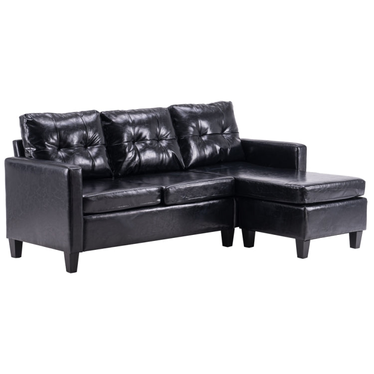 [US Warehouse] PU Leather Lazy Sofa Multifunctional Free Combination Three-seat Sofa Bed, Size: 195.6 x 126 x 88cm(Black)