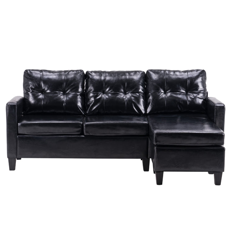 [US Warehouse] PU Leather Lazy Sofa Multifunctional Free Combination Three-seat Sofa Bed, Size: 195.6 x 126 x 88cm(Black)