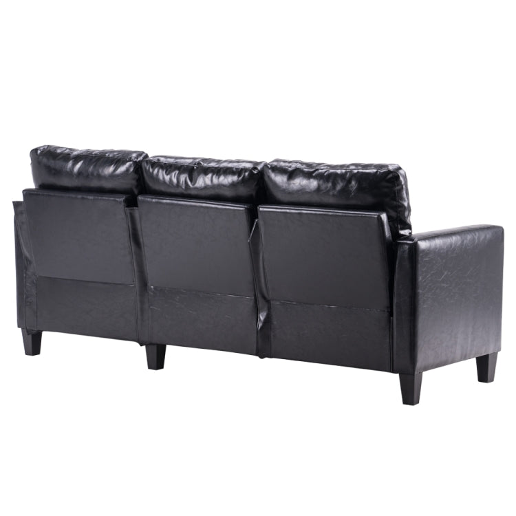 [US Warehouse] PU Leather Lazy Sofa Multifunctional Free Combination Three-seat Sofa Bed, Size: 195.6 x 126 x 88cm(Black)