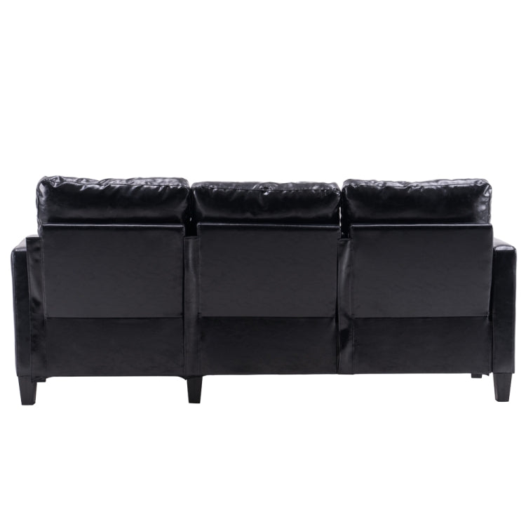 [US Warehouse] PU Leather Lazy Sofa Multifunctional Free Combination Three-seat Sofa Bed, Size: 195.6 x 126 x 88cm(Black)