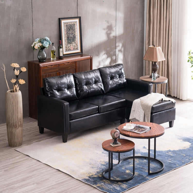 [US Warehouse] PU Leather Lazy Sofa Multifunctional Free Combination Three-seat Sofa Bed, Size: 195.6 x 126 x 88cm(Black)