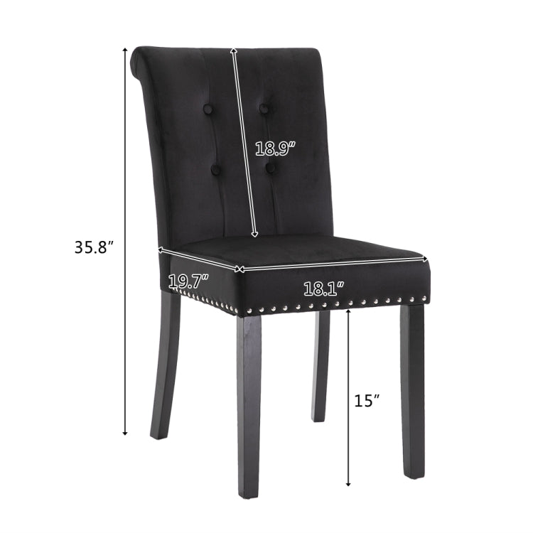 [US Warehouse] 2 PCS Rubber Wooden Leg Velvet Fabric Nail Painting Dressing Stool without Armrests, Size: 90.9 x 50 x 46cm