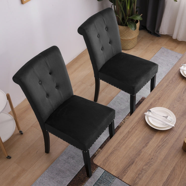 [US Warehouse] 2 PCS Rubber Wooden Leg Velvet Fabric Nail Painting Dressing Stool without Armrests, Size: 90.9 x 50 x 46cm