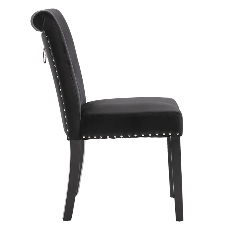 [US Warehouse] 2 PCS Rubber Wooden Leg Velvet Fabric Nail Painting Dressing Stool without Armrests, Size: 90.9 x 50 x 46cm