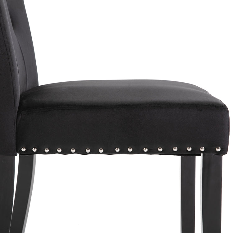 [US Warehouse] 2 PCS Rubber Wooden Leg Velvet Fabric Nail Painting Dressing Stool without Armrests, Size: 90.9 x 50 x 46cm