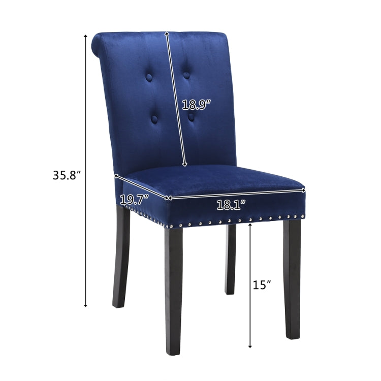 [US Warehouse] 2 PCS Rubber Wooden Leg Velvet Fabric Nail Painting Dressing Stool without Armrests, Size: 90.9 x 50 x 46cm