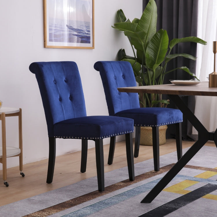 [US Warehouse] 2 PCS Rubber Wooden Leg Velvet Fabric Nail Painting Dressing Stool without Armrests, Size: 90.9 x 50 x 46cm