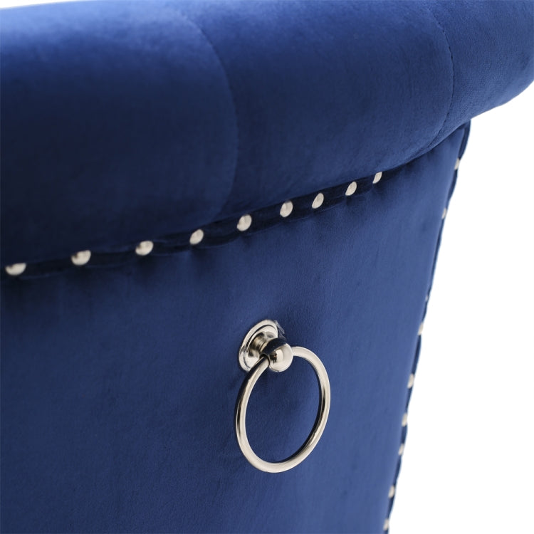 [US Warehouse] 2 PCS Rubber Wooden Leg Velvet Fabric Nail Painting Dressing Stool without Armrests, Size: 90.9 x 50 x 46cm