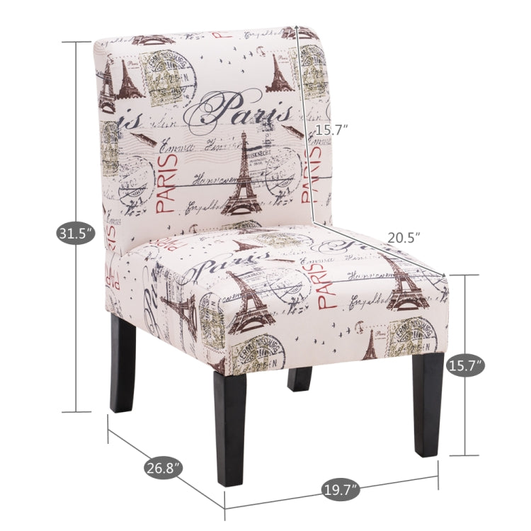 [US Warehouse] Tower Pattern Fabric Chairs Single Lounge Chairs without Armrests, Size: 80 x 68 x 50cm