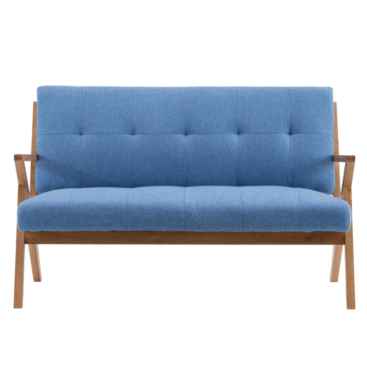 [US Warehouse] Retro Two-seat Sofa Chairs with K-shaped Solid Wood Legs / Armrests, Size: 128 x 78.7 x 78cm