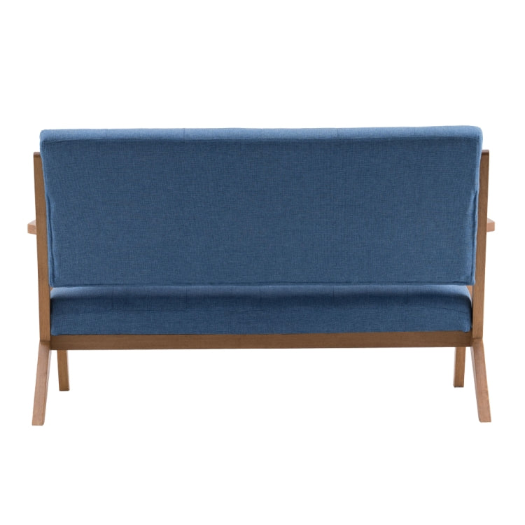 [US Warehouse] Retro Two-seat Sofa Chairs with K-shaped Solid Wood Legs / Armrests, Size: 128 x 78.7 x 78cm