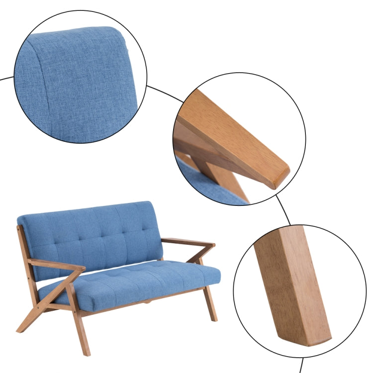 [US Warehouse] Retro Two-seat Sofa Chairs with K-shaped Solid Wood Legs / Armrests, Size: 128 x 78.7 x 78cm