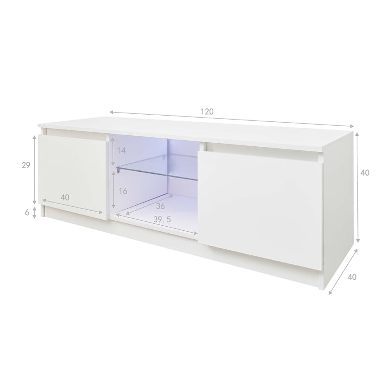 [US Warehouse] For 65-inch TV Screen Particle Board TV Cabinet with LED Light & Storage Shelfs & 2 Drawers, Size: 120 x 40 x 40cm