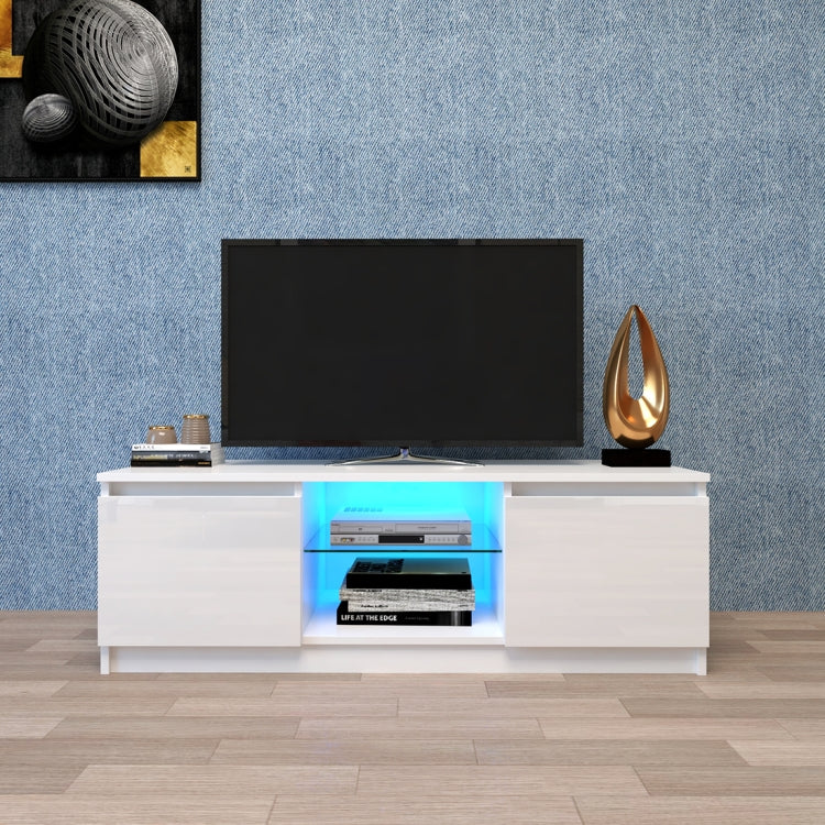 [US Warehouse] For 65-inch TV Screen Particle Board TV Cabinet with LED Light & Storage Shelfs & 2 Drawers, Size: 120 x 40 x 40cm