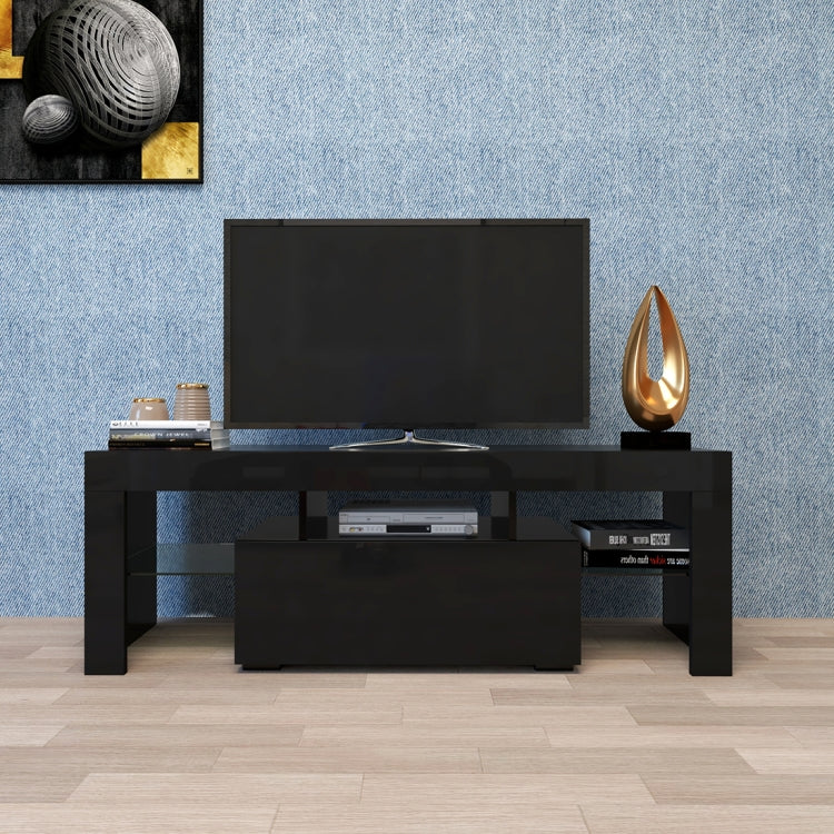 [US Warehouse] For 65-inch TV Screen Particle Board TV Cabinet with LED Light & Storage Shelfs & Drawer, Size: 130 x 45 x 35cm