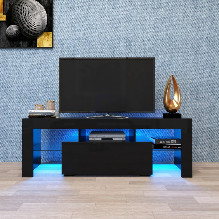 [US Warehouse] For 65-inch TV Screen Particle Board TV Cabinet with LED Light & Storage Shelfs & Drawer, Size: 130 x 45 x 35cm