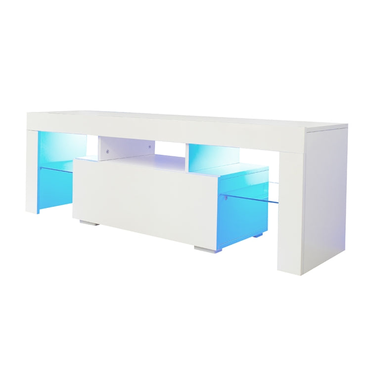 [US Warehouse] For 65-inch TV Screen Particle Board TV Cabinet with LED Light & Storage Shelfs & Drawer, Size: 130 x 45 x 35cm