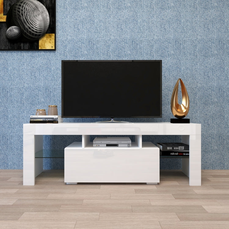 [US Warehouse] For 65-inch TV Screen Particle Board TV Cabinet with LED Light & Storage Shelfs & Drawer, Size: 130 x 45 x 35cm