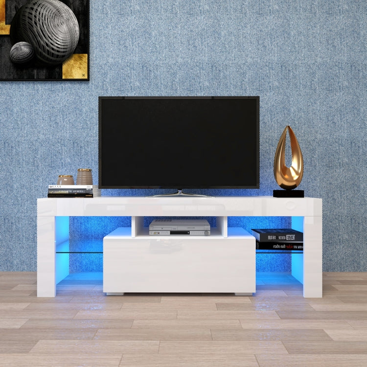 [US Warehouse] For 65-inch TV Screen Particle Board TV Cabinet with LED Light & Storage Shelfs & Drawer, Size: 130 x 45 x 35cm