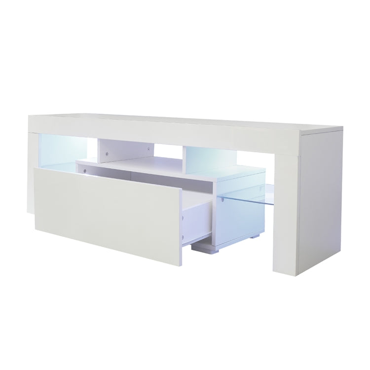 [US Warehouse] For 65-inch TV Screen Particle Board TV Cabinet with LED Light & Storage Shelfs & Drawer, Size: 130 x 45 x 35cm