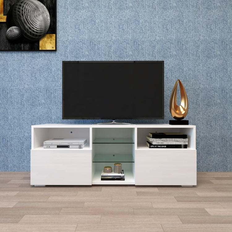 [US Warehouse] For 65-inch TV Screen Chipboard TV Cabinet with LED Light & Storage Shelfs & 2 Drawers, Size: 120 x 45 x 35cm