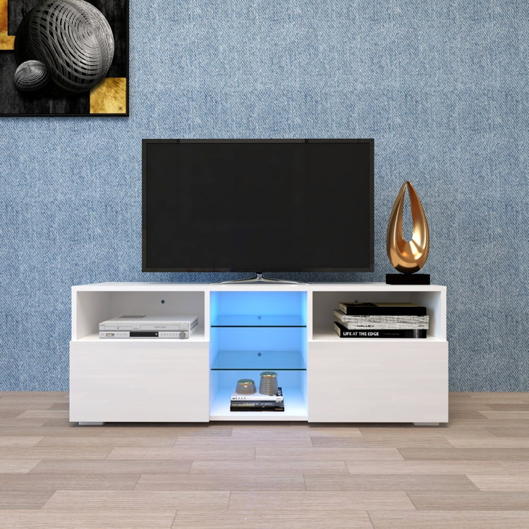 [US Warehouse] For 65-inch TV Screen Chipboard TV Cabinet with LED Light & Storage Shelfs & 2 Drawers, Size: 120 x 45 x 35cm