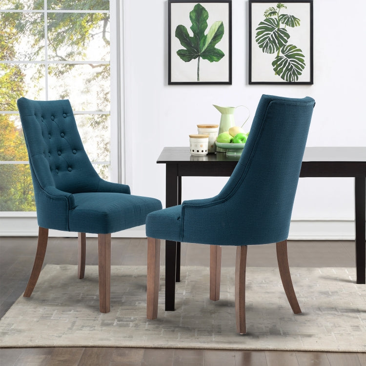 [US Warehouse] 2 PCS Fabric Upholstered Dining Room Chairs without Armrests, Size: 100 x 62 x 58cm