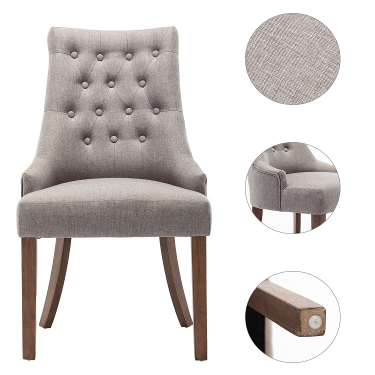 [US Warehouse] 2 PCS Fabric Upholstered Dining Room Chairs without Armrests, Size: 100 x 62 x 58cm