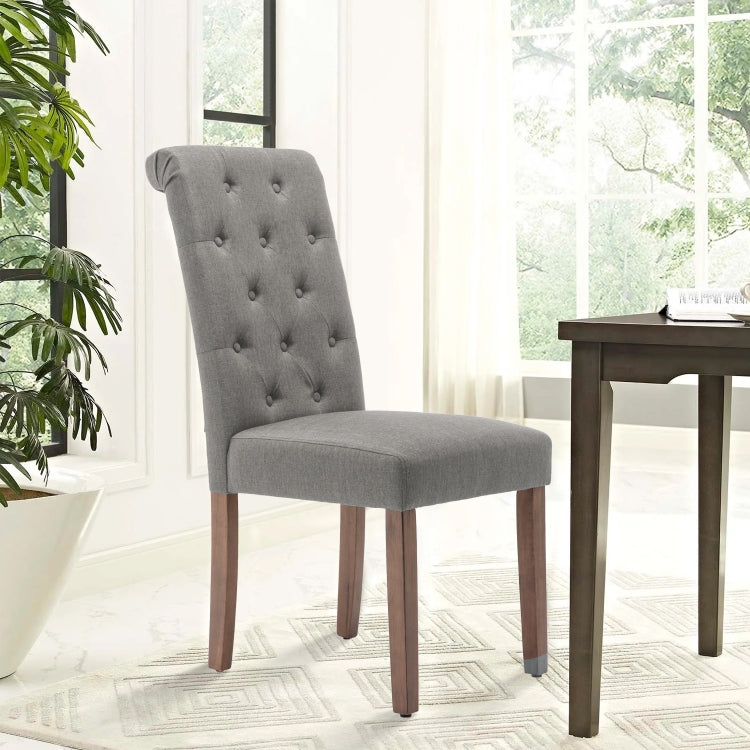 [US Warehouse] 2 PCS Fabric Upholstered Dining Room Chairs without Armrests, Size: 100 x 62 x 58cm