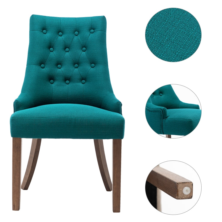 [US Warehouse] 2 PCS Fabric Upholstered Dining Room Chairs without Armrests, Size: 100 x 62 x 58cm
