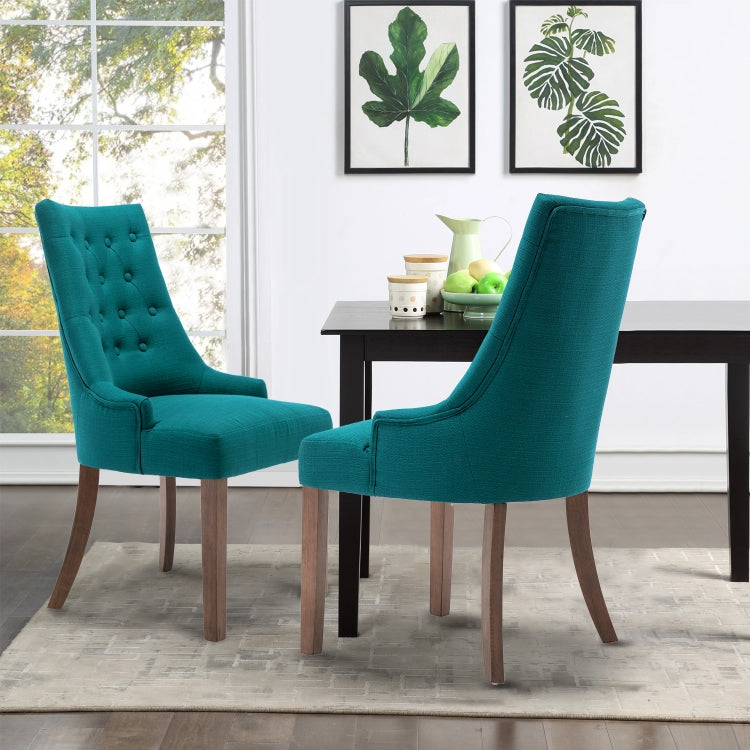 [US Warehouse] 2 PCS Fabric Upholstered Dining Room Chairs without Armrests, Size: 100 x 62 x 58cm