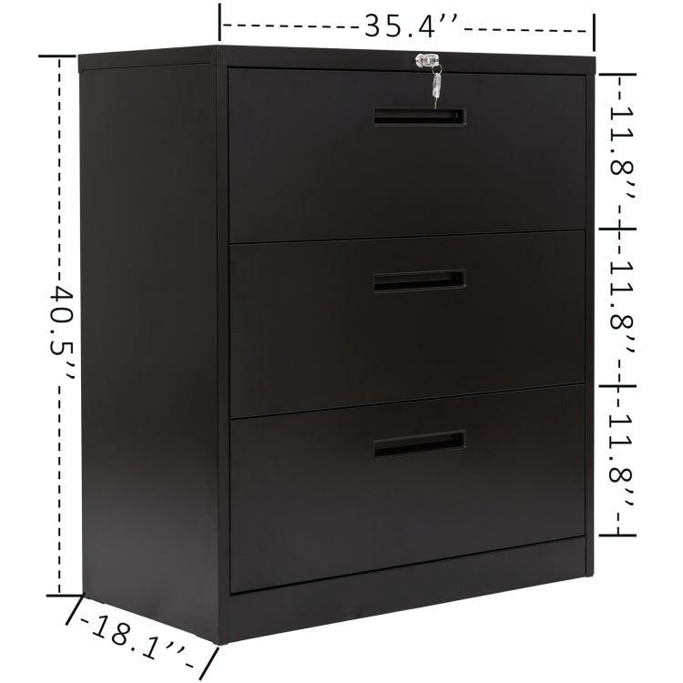 [US Warehouse] Heavy Duty Hanging Lateral Metal Storage Filing Cabinet with 3 Drawers