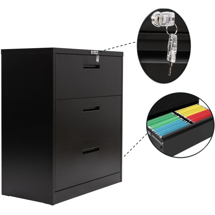 [US Warehouse] Heavy Duty Hanging Lateral Metal Storage Filing Cabinet with 3 Drawers
