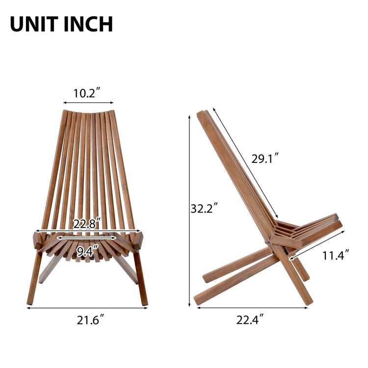 [US Warehouse] Household Folding Wooden High-back Chair, Size: 32.2 x 22.8 x 22.4 inch