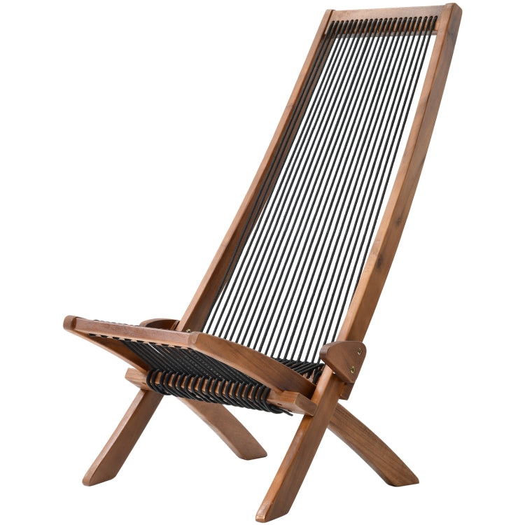 [US Warehouse] Household Folding Vintage Roping Wooden Chair, Size: 37.4 x 19.6 x 19.6 inch