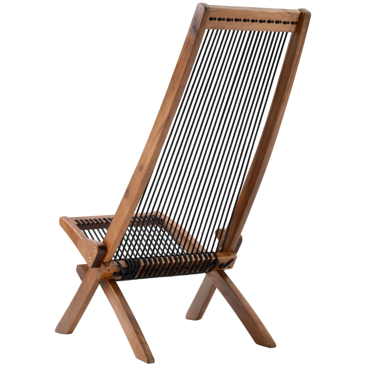 [US Warehouse] Household Folding Vintage Roping Wooden Chair, Size: 37.4 x 19.6 x 19.6 inch