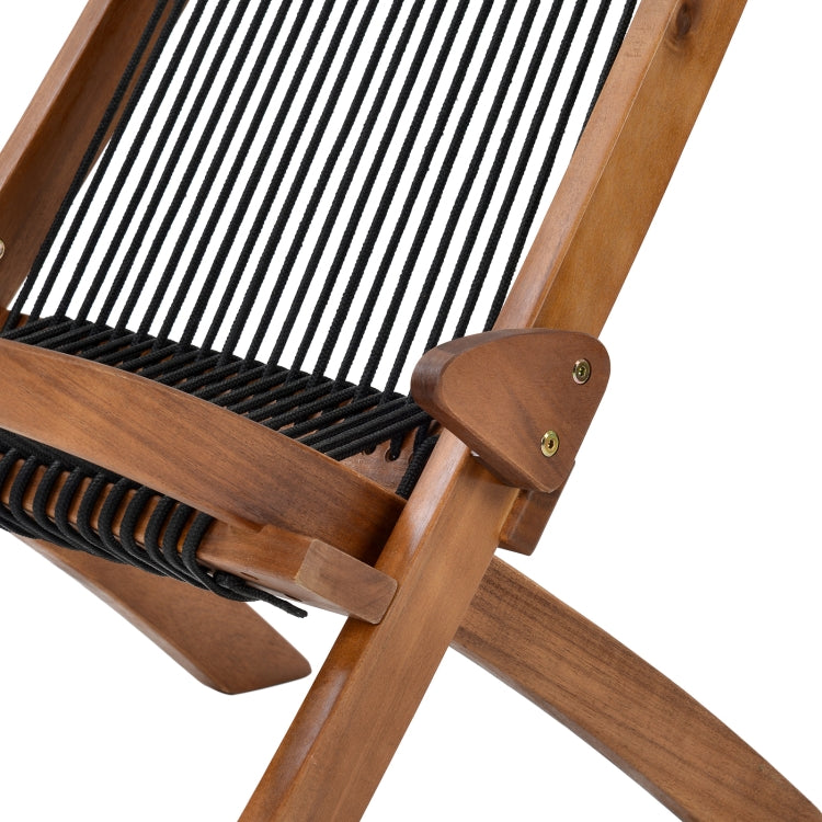 [US Warehouse] Household Folding Vintage Roping Wooden Chair, Size: 37.4 x 19.6 x 19.6 inch