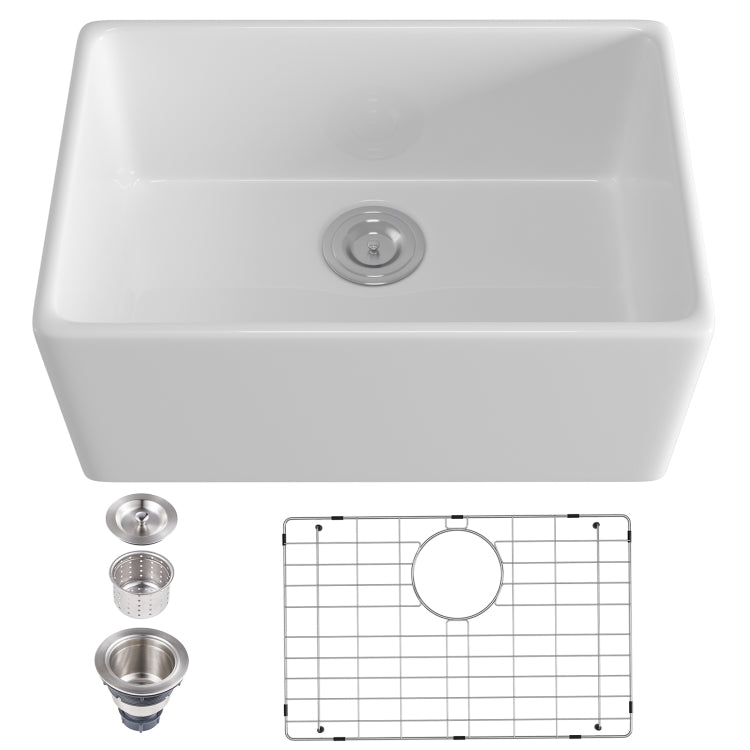 [US Warehouse] Rectangular Ceramic Kitchen Vessel Sink Farmhouse Bathroom Sink, Size: 60.5 x 40.5 x 20cm