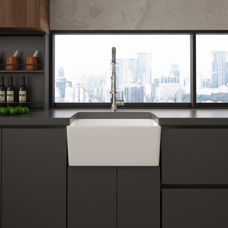 [US Warehouse] Rectangular Ceramic Kitchen Vessel Sink Farmhouse Bathroom Sink, Size: 60.5 x 40.5 x 20cm