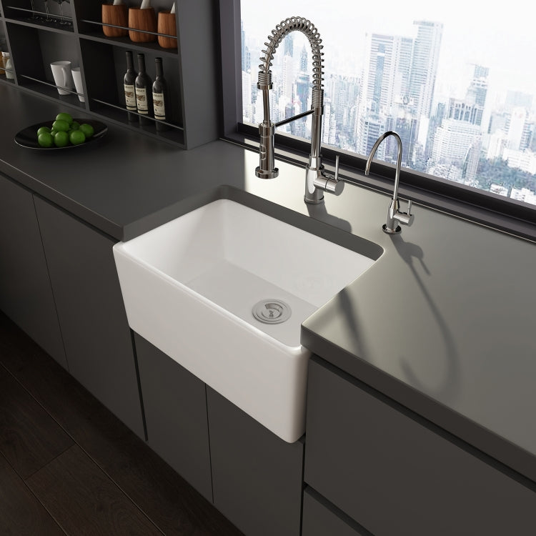 [US Warehouse] Rectangular Ceramic Kitchen Vessel Sink Farmhouse Bathroom Sink, Size: 60.5 x 40.5 x 20cm