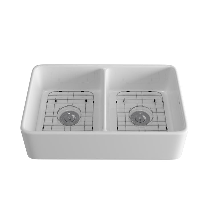 [US Warehouse] Rectangular Ceramic Kitchen Double Bowl Vessel Sink Farmhouse Bathroom Sink, Size: 82 x 50.5 x 22cm