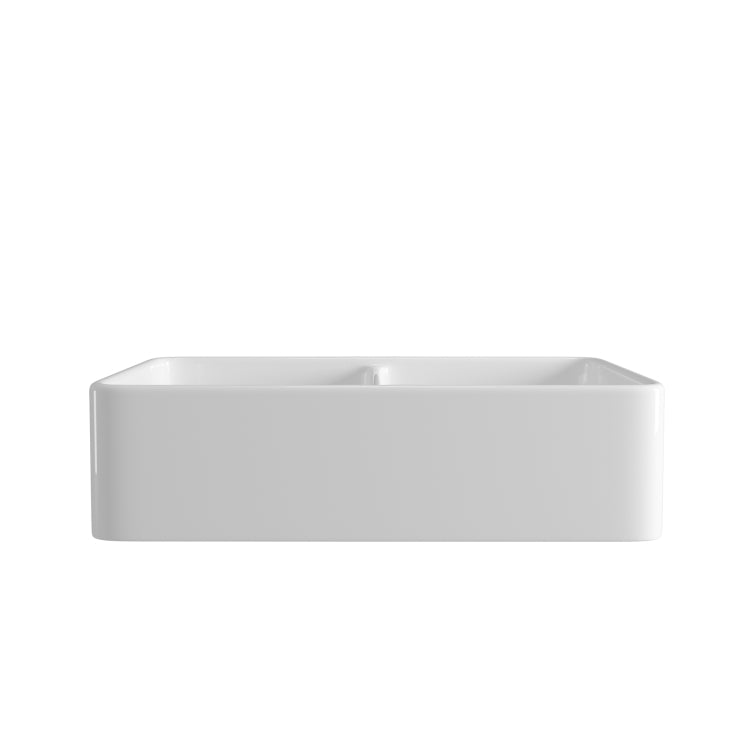 [US Warehouse] Rectangular Ceramic Kitchen Double Bowl Vessel Sink Farmhouse Bathroom Sink, Size: 82 x 50.5 x 22cm