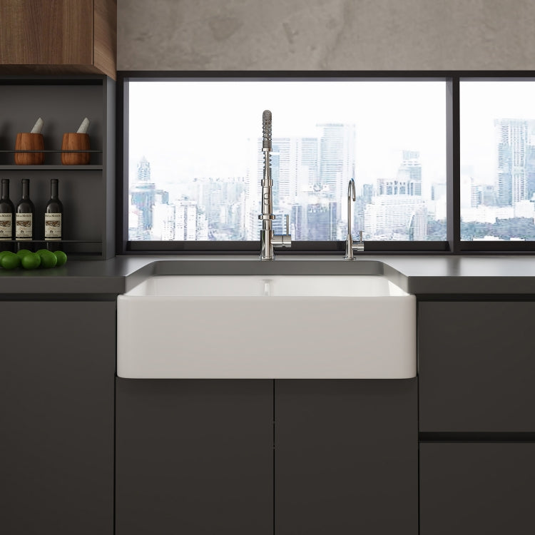 [US Warehouse] Rectangular Ceramic Kitchen Double Bowl Vessel Sink Farmhouse Bathroom Sink, Size: 82 x 50.5 x 22cm