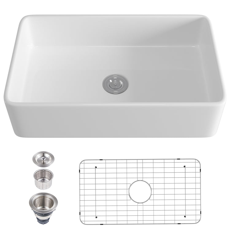 [US Warehouse] Rectangular Ceramic Kitchen Vessel Sink Farmhouse Bathroom Sink, Size: 84 x 50.5 x 22cm