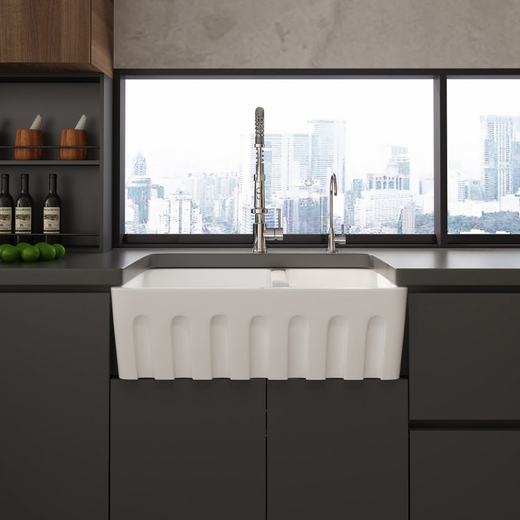 [US Warehouse] Rectangular Ceramic Kitchen Double Basin Vessel Sink Farmhouse Bathroom Sink, Size: 83.2 x 50.2 x 25.4cm