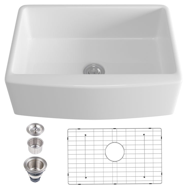 [US Warehouse] Rectangular Ceramic Kitchen Vessel Sink Farmhouse Bathroom Sink, Size: 75.6 x 52.7 x 25.4cm