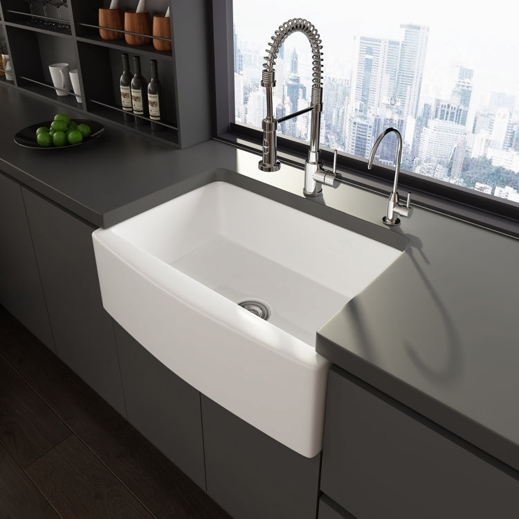 [US Warehouse] Rectangular Ceramic Kitchen Vessel Sink Farmhouse Bathroom Sink, Size: 75.6 x 52.7 x 25.4cm