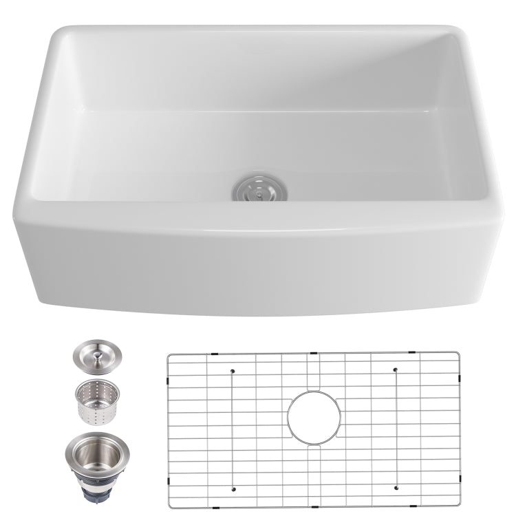 [US Warehouse] Rectangular Ceramic Kitchen Vessel Sink Farmhouse Bathroom Sink, Size: 82.6 x 52.7 x 25.4cm