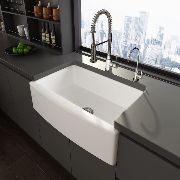 [US Warehouse] Rectangular Ceramic Kitchen Vessel Sink Farmhouse Bathroom Sink, Size: 82.6 x 52.7 x 25.4cm