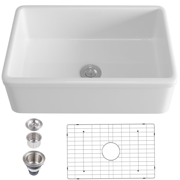 [US Warehouse] Rectangular Ceramic Kitchen Vessel Sink Farmhouse Bathroom Sink, Size: 75.6 x 50.2 x 25.4cm